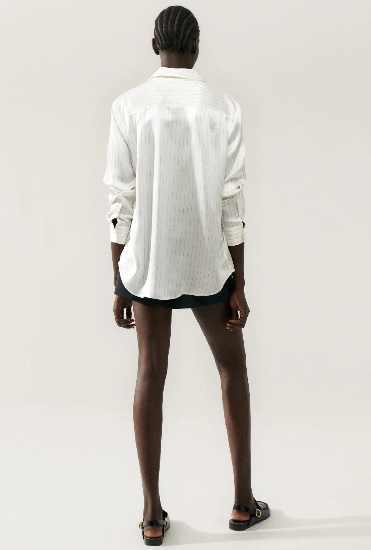 Stylish White Pinstripe Boyfriend Shirt for Women | Trendy Oversized Casual Blouse | Perfect for Office, Date Night & Everyday Wear