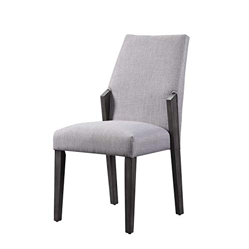 BOWERY HILL Modern Gray Oak Upholstered Side Chairs Set of 2 - Comfortable Dining Room Chairs for Kitchen, Breakfast Nook, or Small Space Decor