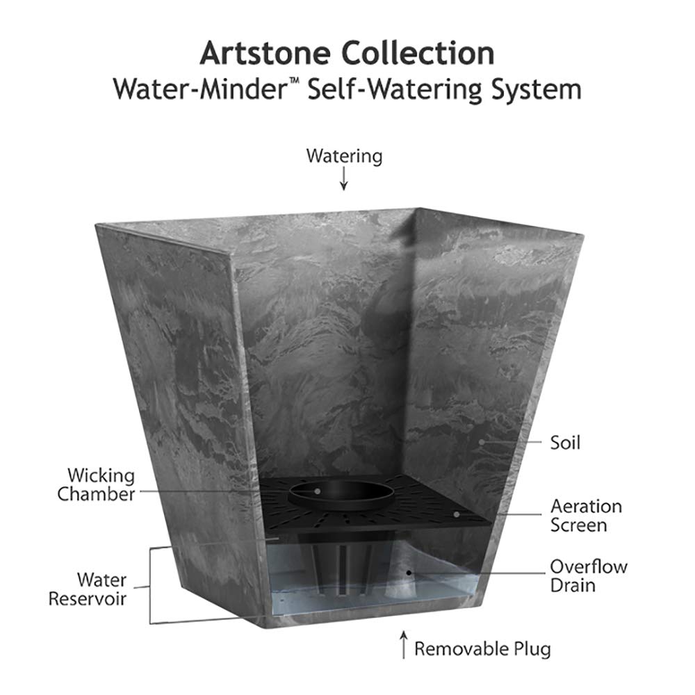 ArtStone 35270.01 Ella Tall Planter - 27.5 Inch Indoor/Outdoor Flower Pot - Modern Gray Cement Planter for Home, Garden, Patio & Office Decor