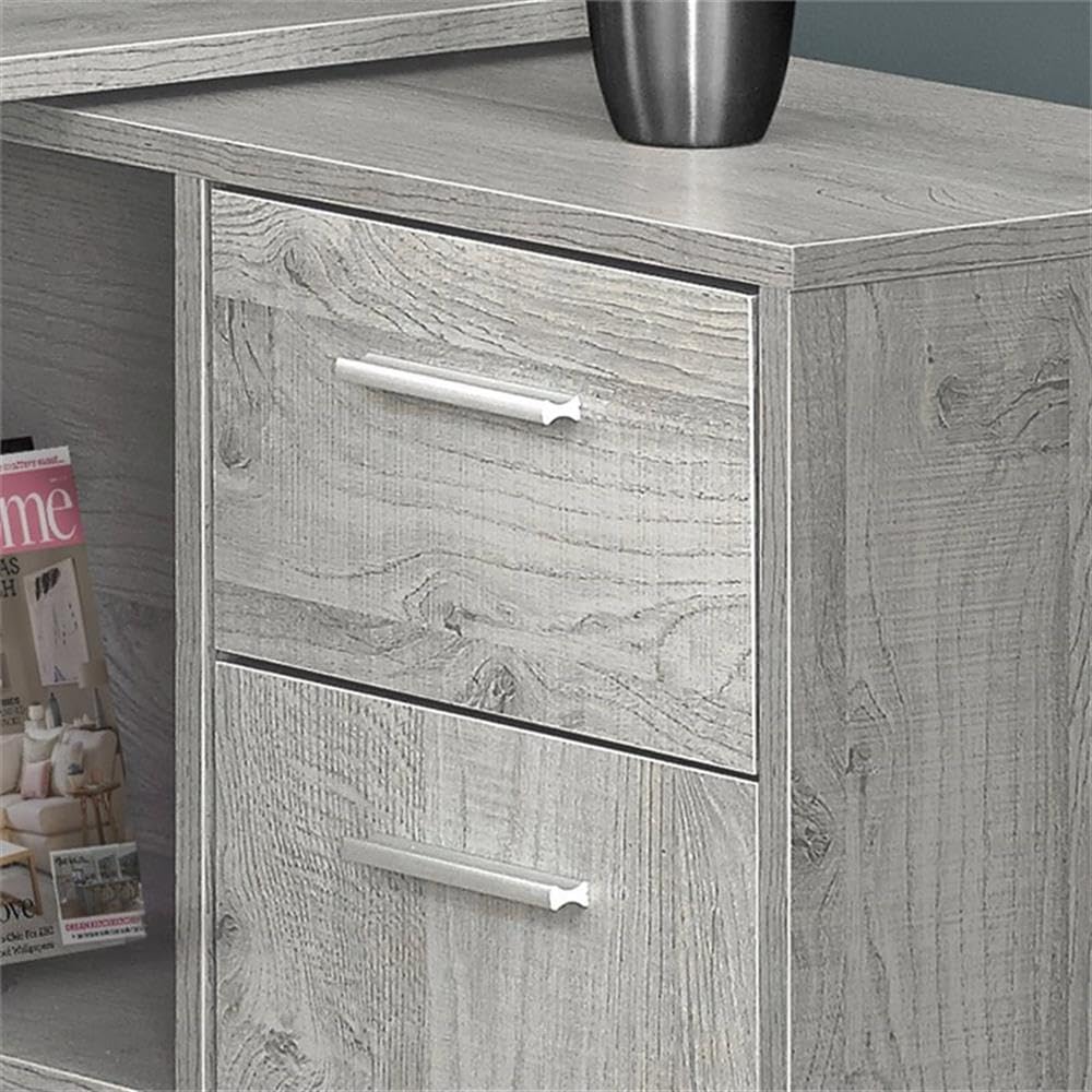 Pemberly Row L-Shaped Computer Desk with Storage Cabinet in Gray - Perfect for Home Office, Gaming Setup & Small Space Workstations