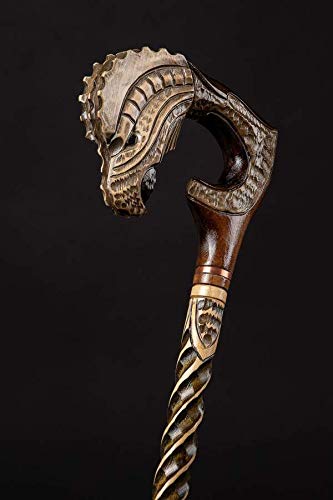 Handcrafted Lizard Carved Wooden Walking Cane - Steampunk Style Unisex Cane for Men & Women - Perfect for Cosplay, Costume Parties, and Fashion Accessories