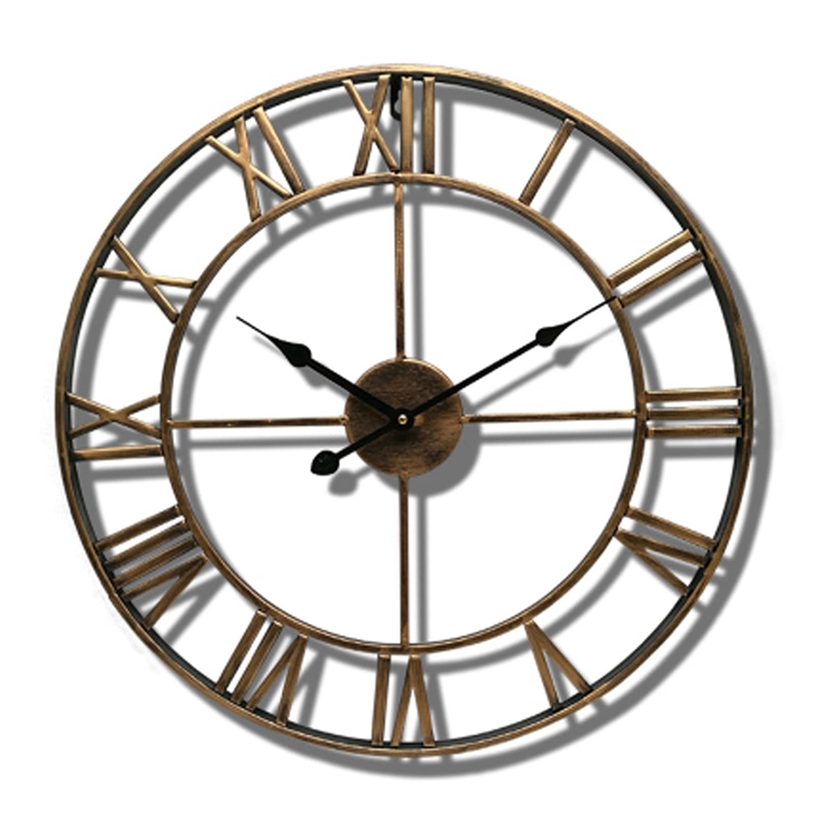Stylish Round Wall Clock with Numerals - Indoor & Outdoor Decorative Hanging Clock for Home, Garden, Office (Brown) - Perfect for Living Room, Bedroom, Patio Decor
