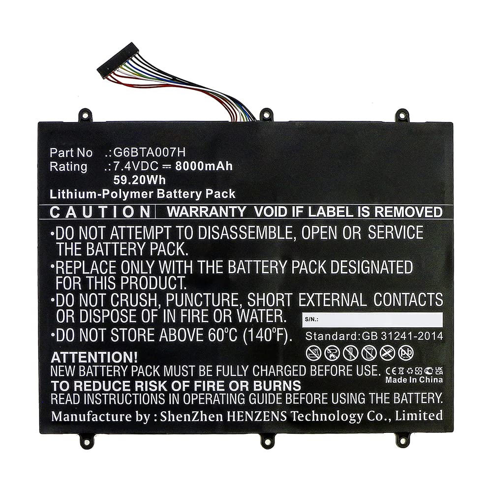 Synergy Digital Tablet Battery - Replacement for Wacom G6BTA007H (Li-Polymer 7.4V 8000mAh) | Long-Lasting Power for Digital Art & Design | Perfect for Wacom Cintiq Pro & MobileStudio Pro Artists