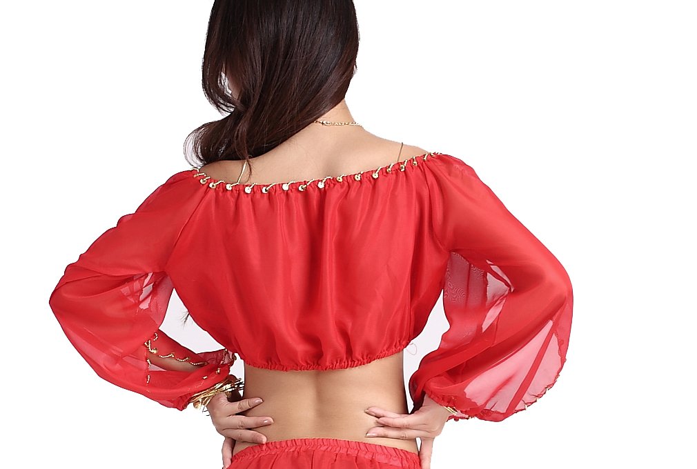 Elegant Long Sleeve Chiffon Belly Dance Top for Women - Perfect for Performances, Practice & Costume Parties