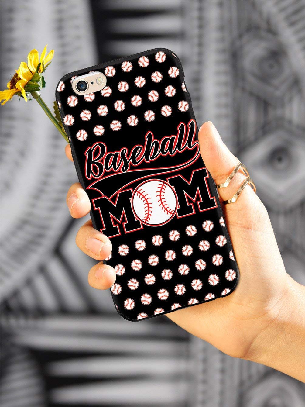 Inspired Cases - iPhone 11 Case Compatible - 3D Textured Protective Cover for Apple iPhone 11 - Baseball Mom Design - Black Baseball Pattern - Perfect for Sports Fans & Everyday Protection