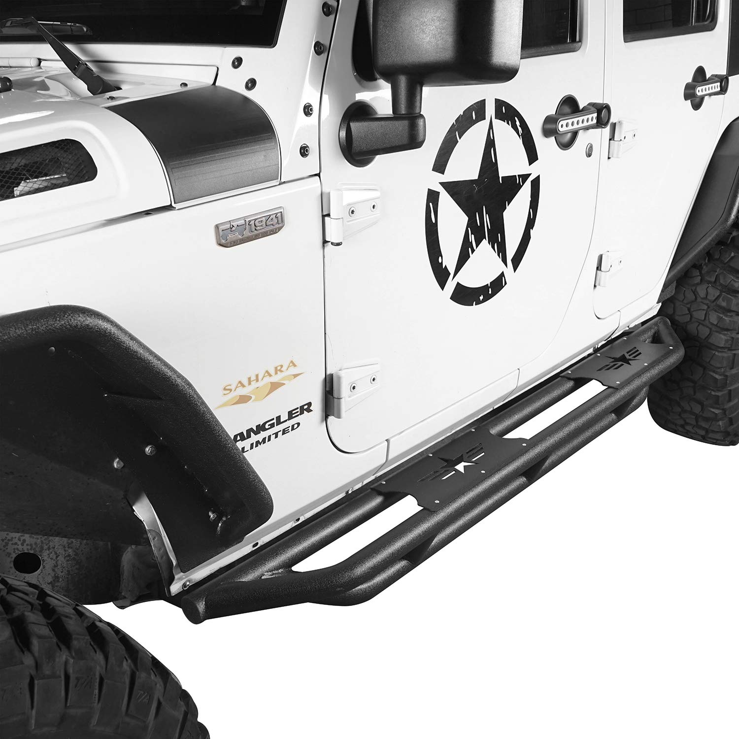 Wrangler Rock Slider Running Boards Side Step Nerf Bars for Jeep Wrangler JK Unlimited 2007-2018 4-Door - Heavy Duty Off-Road Protection & Easy Entry for Adventure & Daily Driving