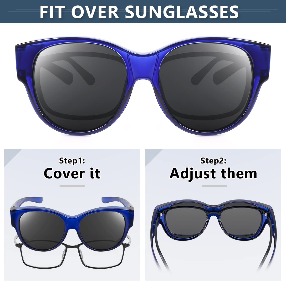 Polarized Oversized Sunglasses Over Glasses for Men & Women - Driving & Outdoor