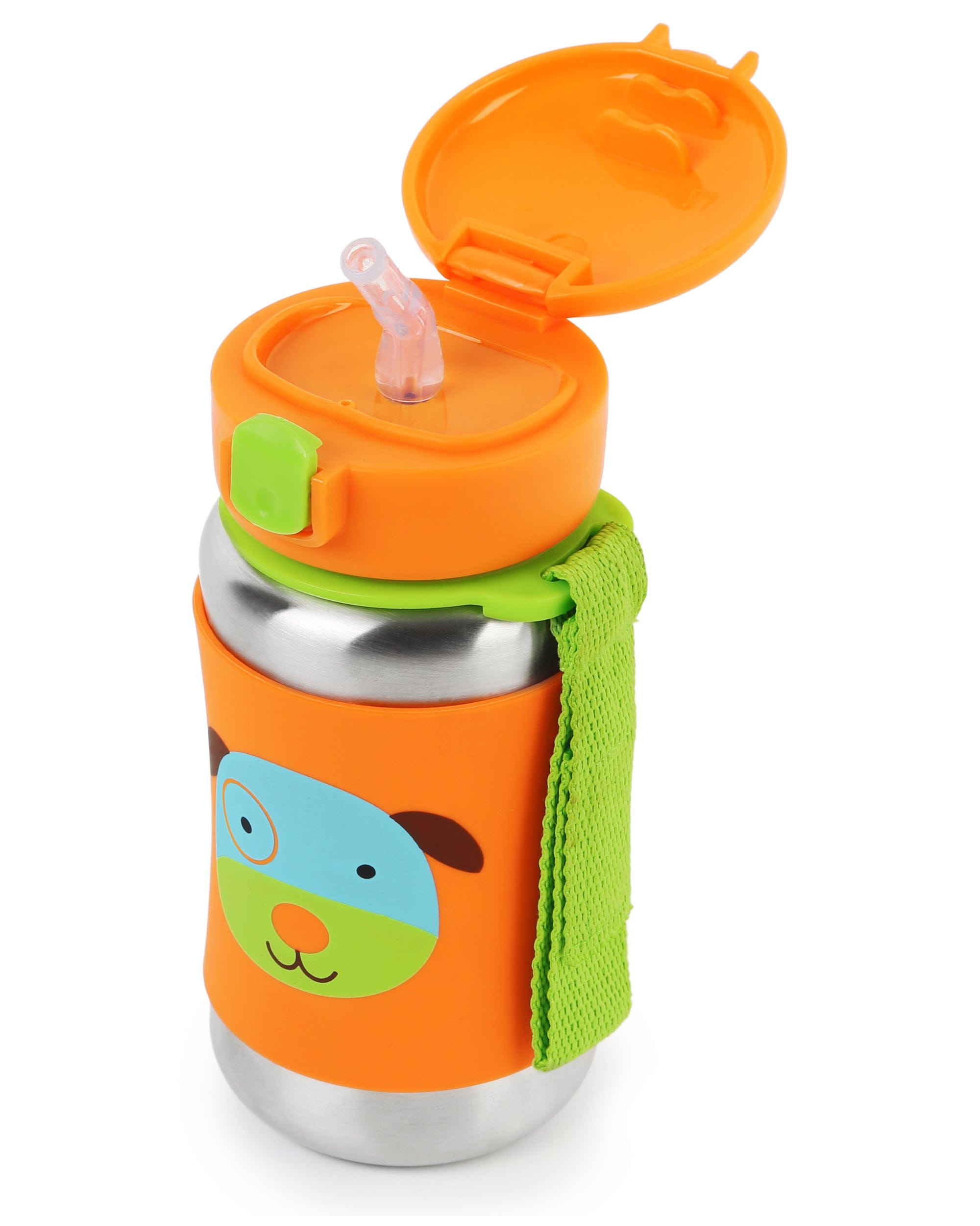 Skip Hop Zoo Stainless Steel Straw Bottle - Insulated Kids Water Bottle with Leak-Proof Lid, BPA-Free & Eco-Friendly - Perfect for School, Travel & Outdoor Activities