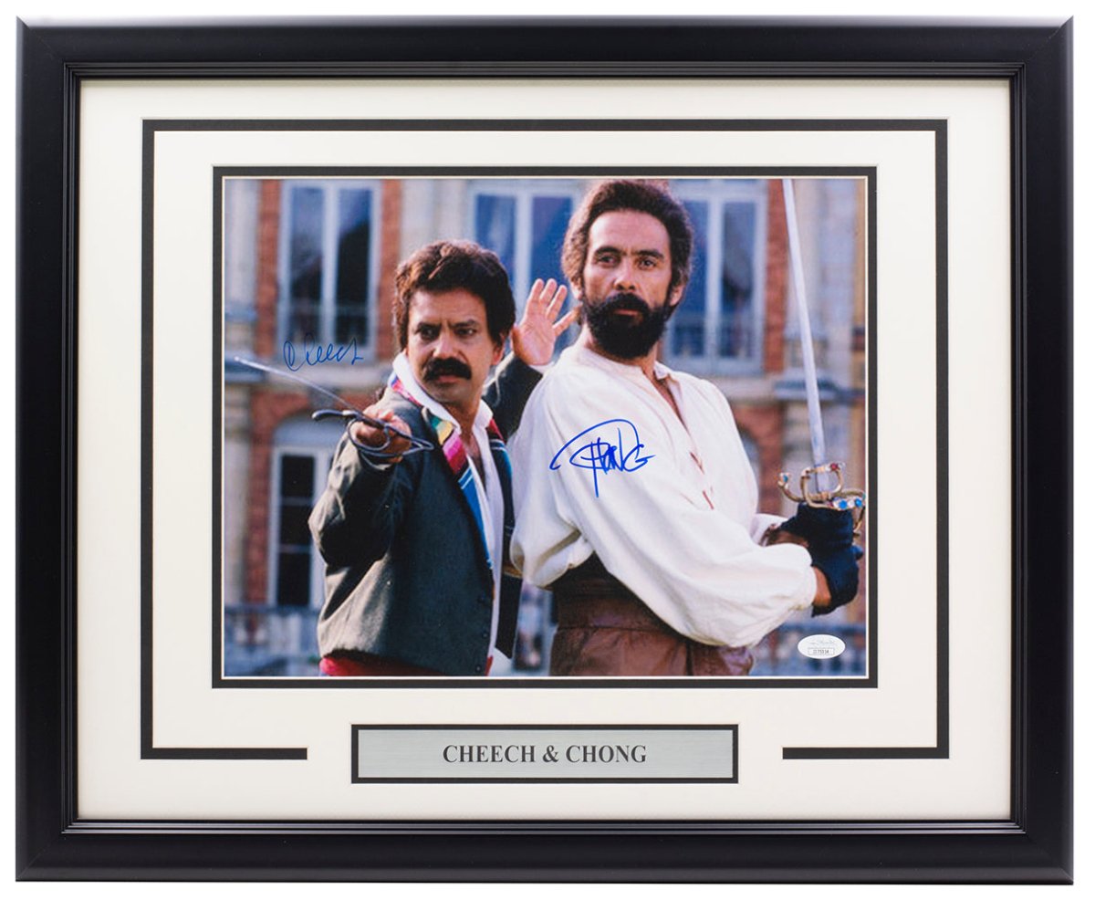 Cheech and Chong Autographed Framed 11x14 Corsican Brothers Photo with JSA Certificate - Perfect for Movie Memorabilia Collectors and Comedy Fans