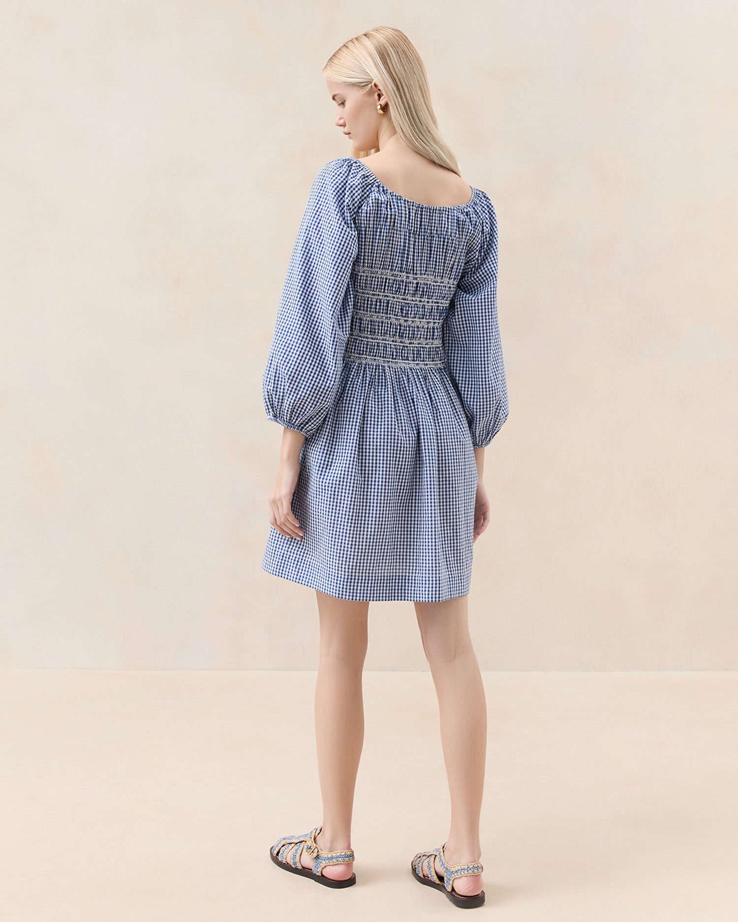 Darla Blue Gingham Mini Dress - Women's Vintage Style Short Sleeve Summer Dress for Casual Outings, Picnics & Date Nights