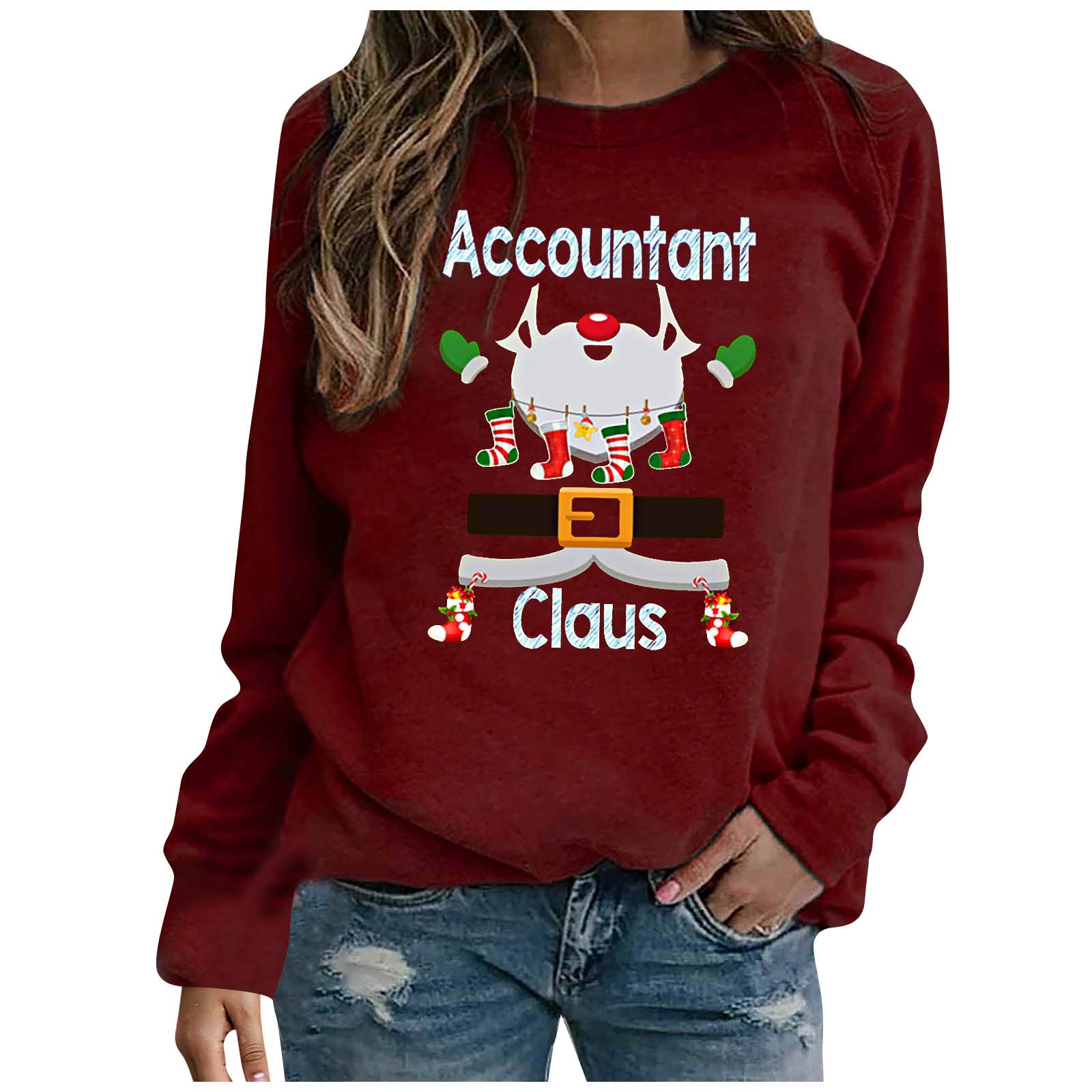Franterd Women's Plus Size Merry Christmas Graphic Tee - Long Sleeve Casual Christmas Shirt, Holiday Sweatshirt & Blouse for Xmas Parties, Family Gatherings & Festive Outfits