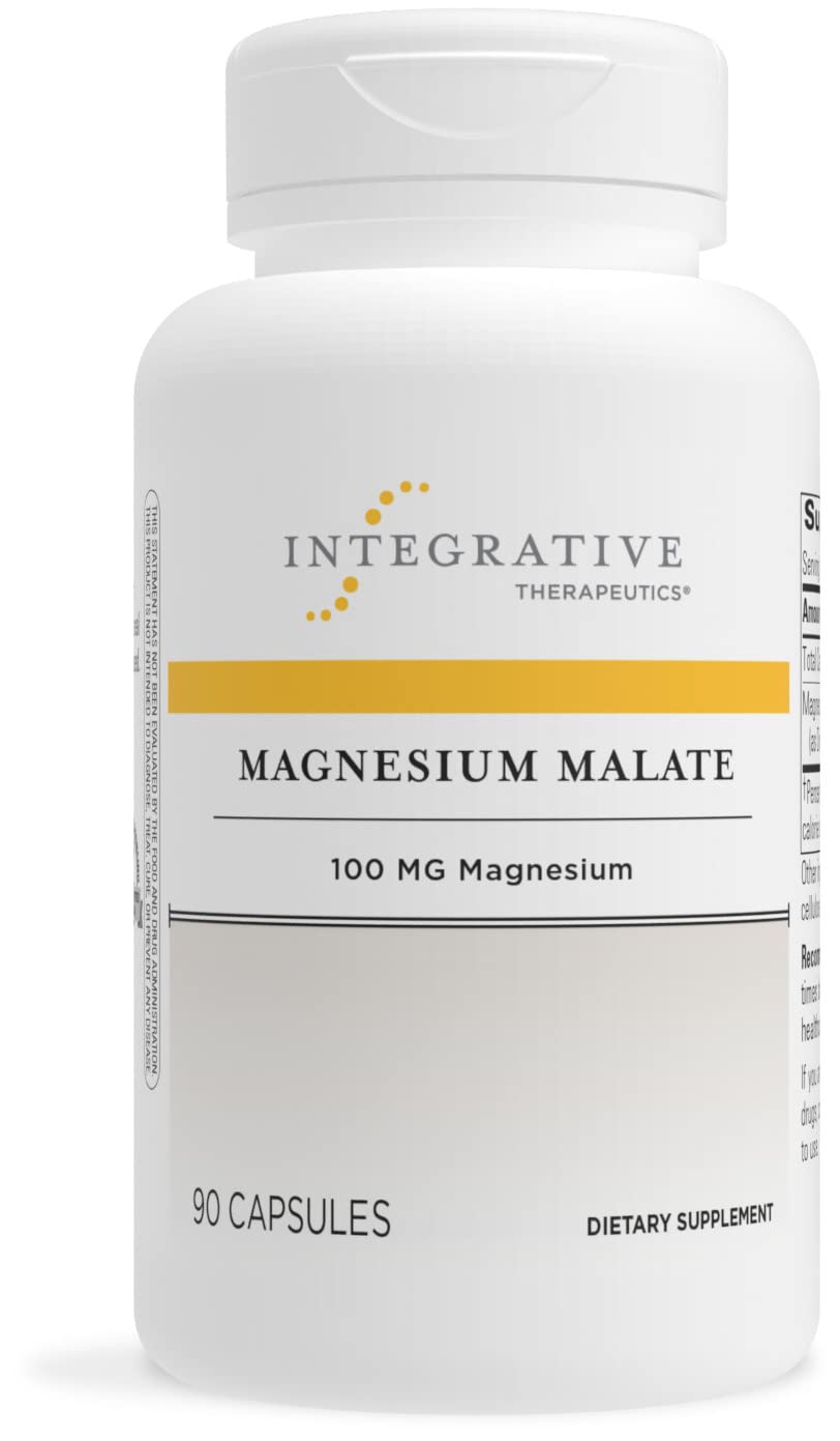 Integrative Therapeutics Magnesium Malate Supplement - 100mg Elemental Magnesium per Serving - Supports Cellular Metabolism & Energy - Gluten Free, Dairy Free, Vegan - 90 Capsules - Ideal for Muscle Recovery, Stress Relief & Better Sleep