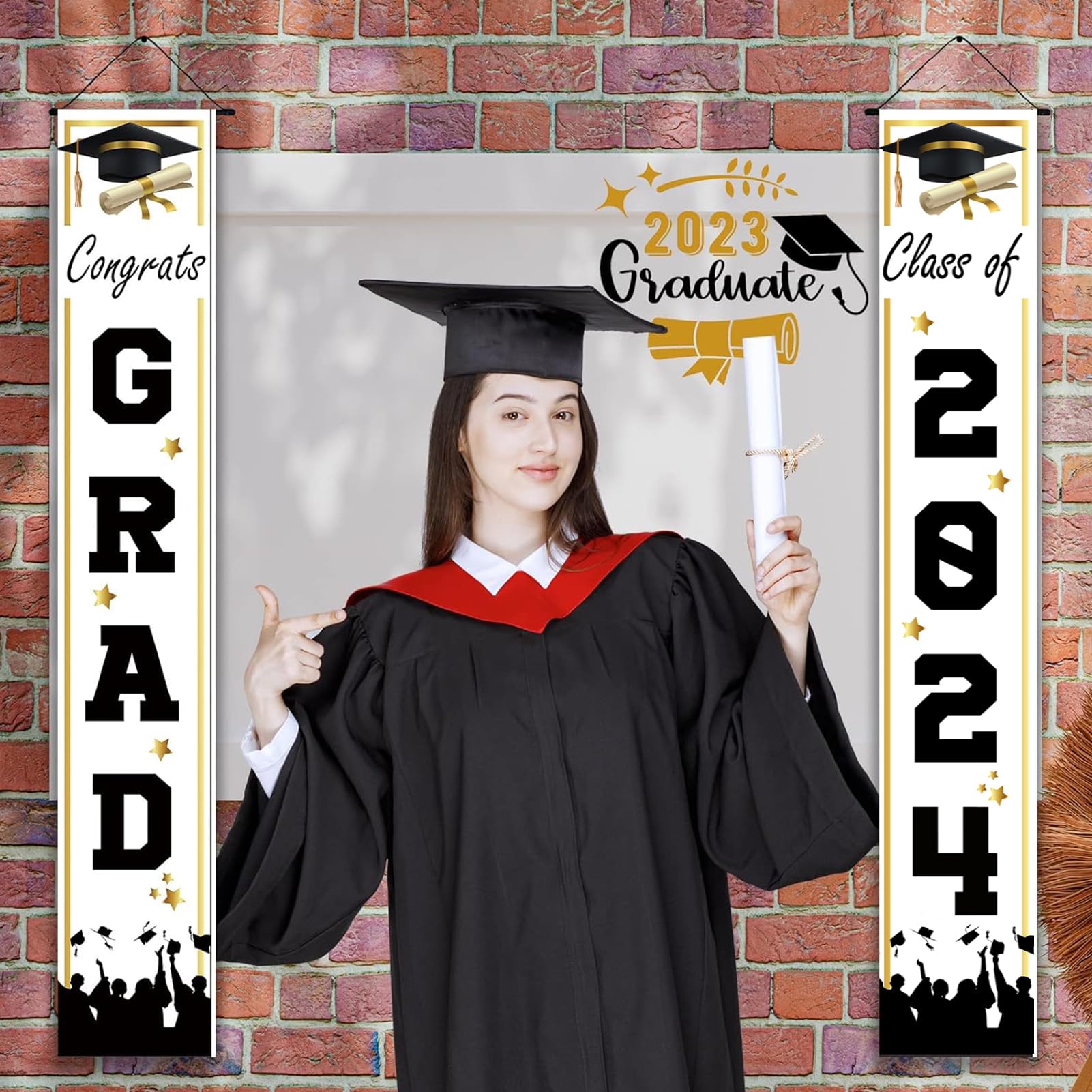 Class of 2024 Graduation Decorations - White Congratulations Banner & Party Supplies for High School, College Graduation Celebrations | Perfect for Graduation Parties, School Events & Home Decor