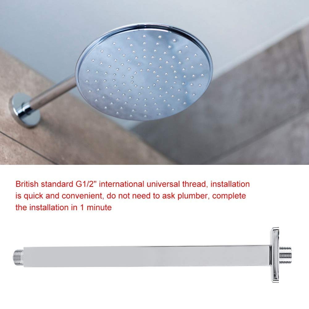 TOPINCN 16 Inch Stainless Steel Shower Arm Extension - Wall Mount Ceiling Shower Pipe for Bathroom, Adjustable Long Shower Head Extension with Durable Finish (Perfect for Modern Bathroom Renovations & Spa-Like Shower Experience)