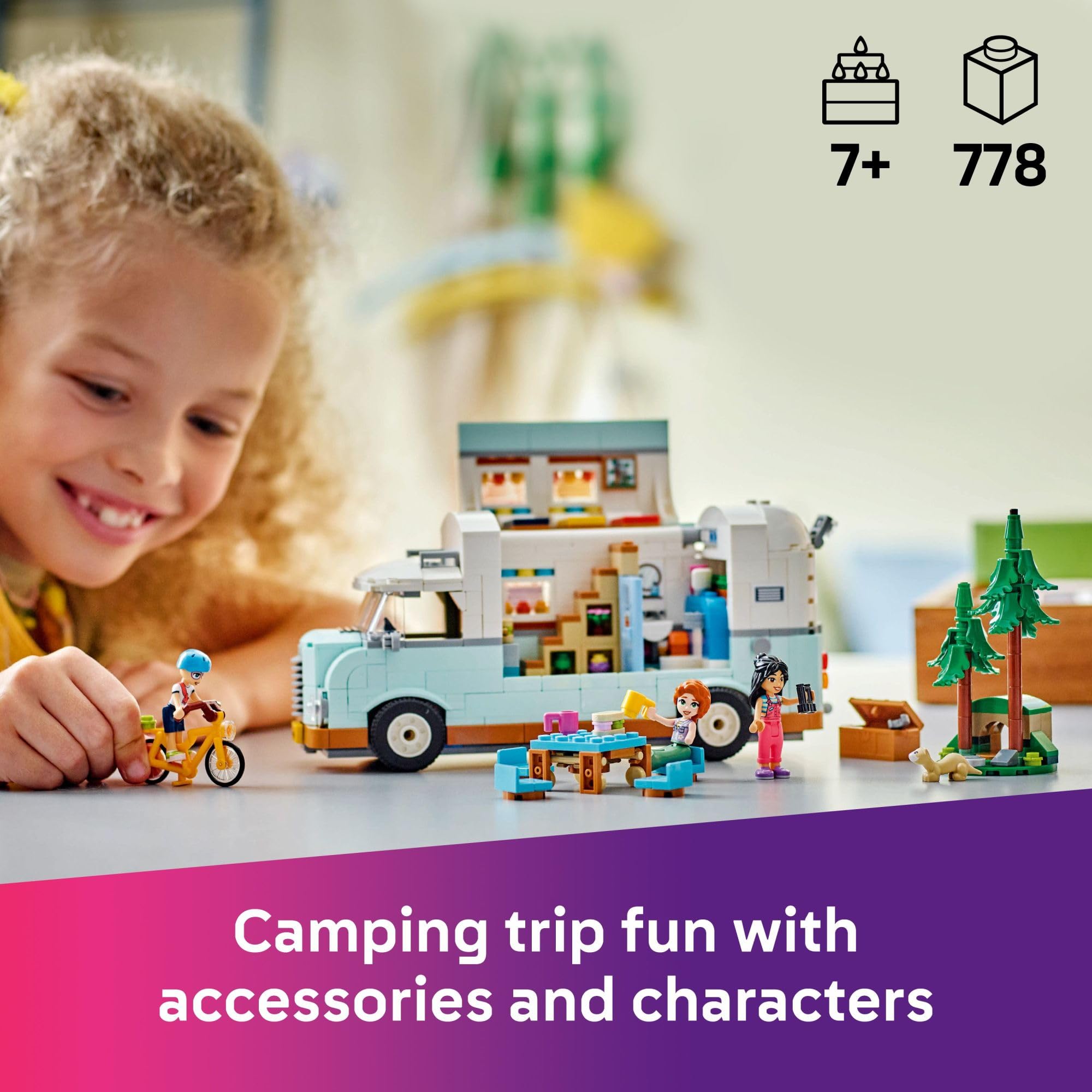LEGO Friends Friendship Camper Van Adventure Toy Building Set for Kids Ages 7+ - Creative Pretend Play with 3 Minidolls & Ferret Figure - Perfect Birthday Gift for Girls & Boys - Great for Indoor Play & STEM Learning Activities