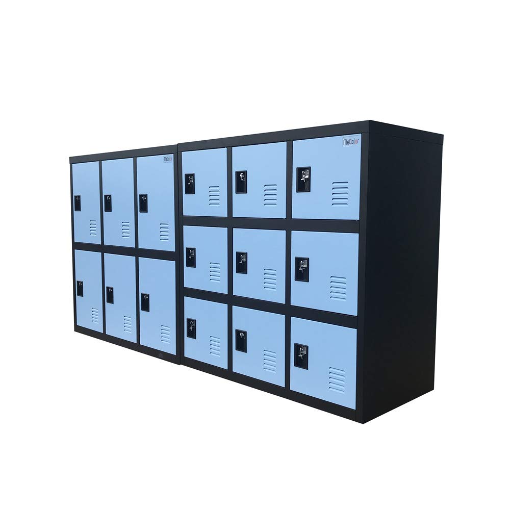 MECOLOR Metal Kids Locker for Girls - 6-Drawer Storage Organizer for Bedroom & Playroom - Holds Clothes, Bags, Toys, Books - Blue with Padlock - Perfect for School, Home, and Kids Room Organization