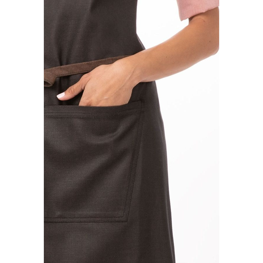 Chef Works ABWT051BNB0 Boulder Bib Apron - Brown & Black, 34 x 30 Inches - Heavy Duty Kitchen Apron for Cooking, Grilling & BBQ - Perfect for Chefs, Butchers & Home Cooks