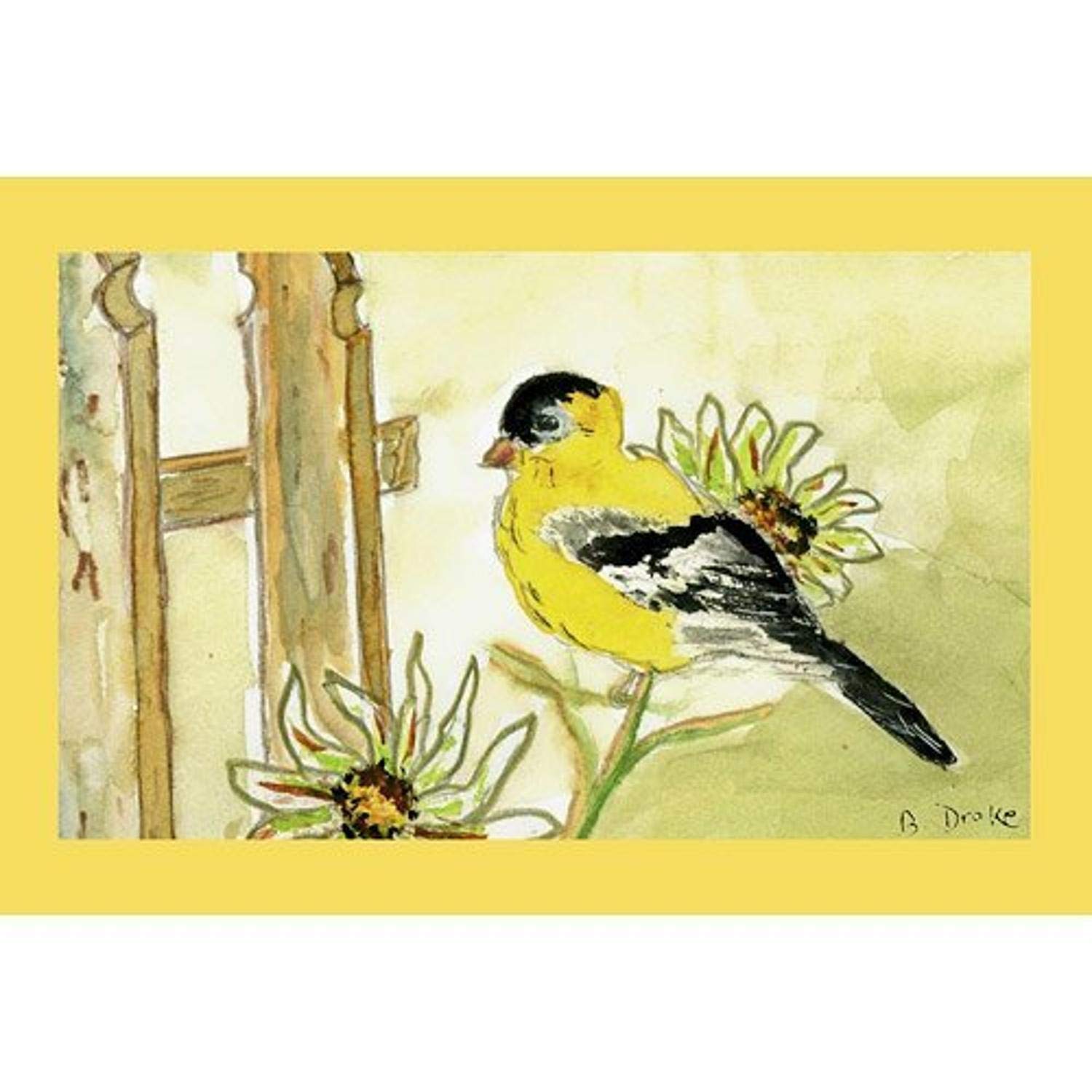 Betsy Drake DM244 Garden Goldfinch Welcome Doormat 18x26 Inches, Non-Slip Outdoor Entrance Rug for Front Door, Porch, Patio - Perfect for Home Decor & Seasonal Greetings