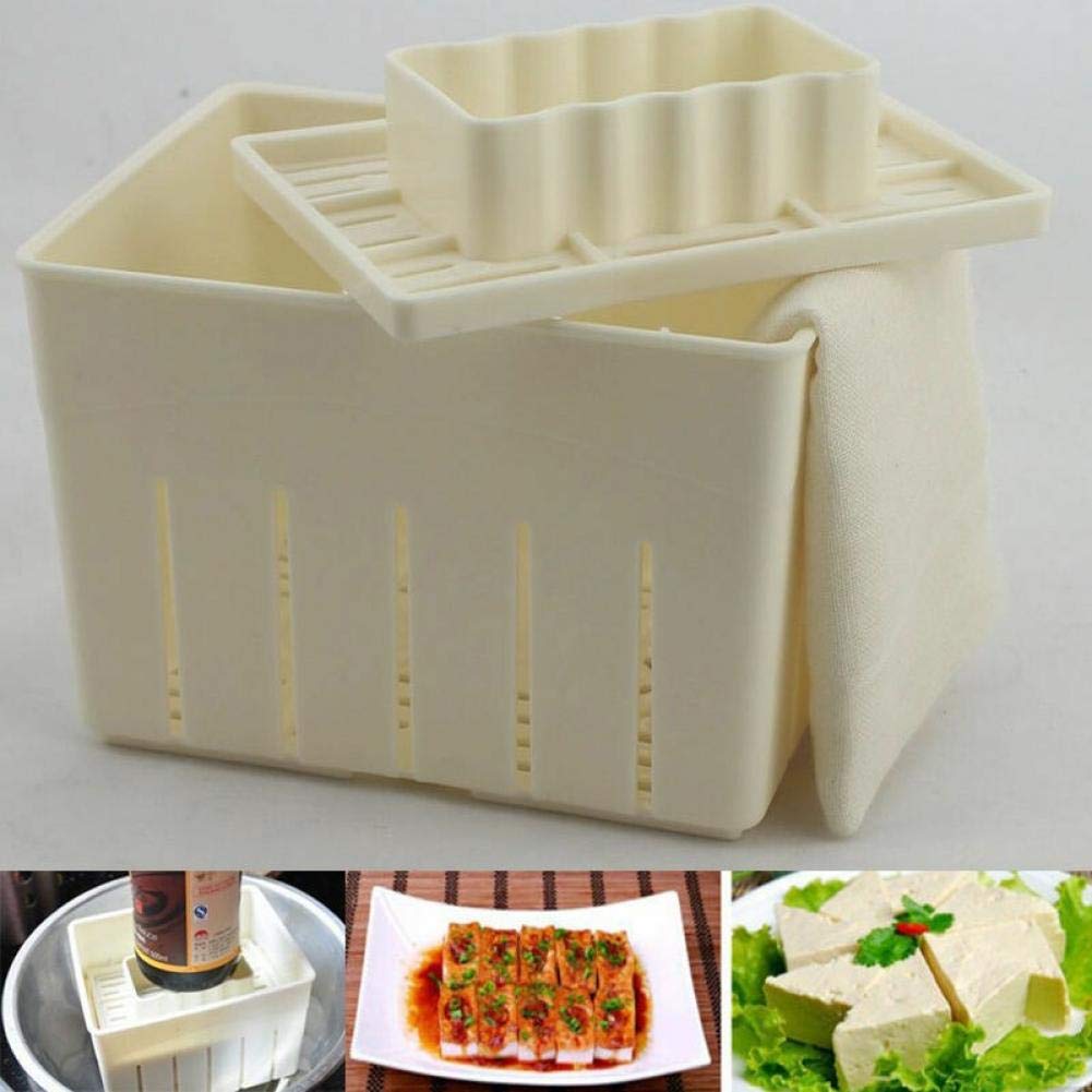 1pc Plastic Tofu Press Mold for Homemade Tofu, Cheese & Soybean Curds - Perfect for Feta, Halloumi & Mexican Cheese Making with Included Cheese Cloth (One Size) | Ideal for Vegan Cooking, DIY Cheese & Healthy Meal Prep