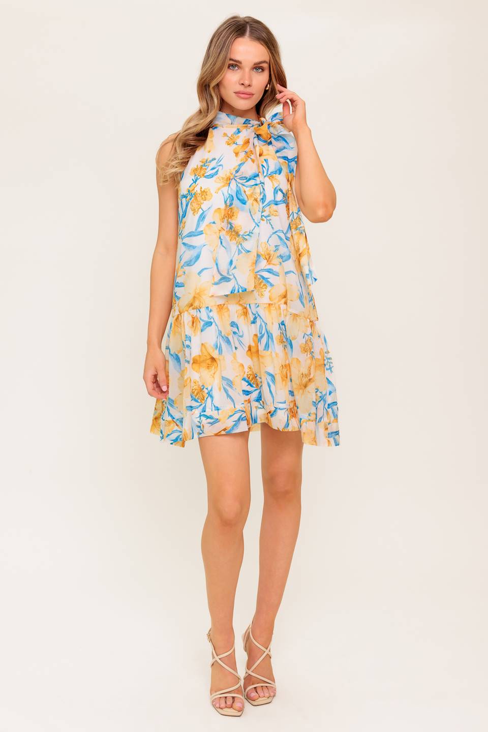 Elegant Daphne Bow Tie High Neck Mini Dress for Women - Perfect for Cocktail Parties, Date Nights & Special Occasions