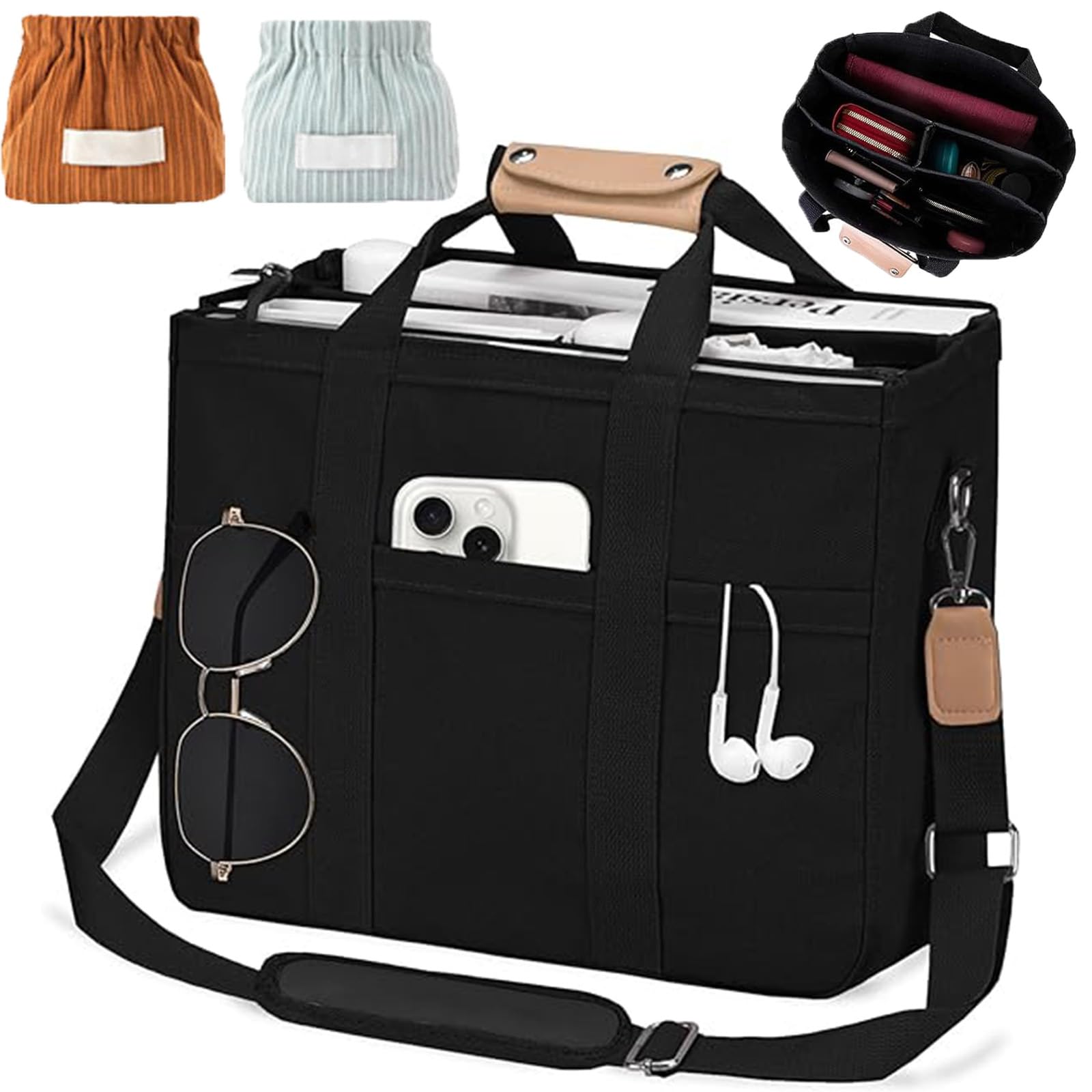 Durable Canvas Work Tote Bag for Women with Multiple Pockets - Crossbody Nurse Bag with Organized Compartments | Perfect for Healthcare Professionals, Office Commute & Travel