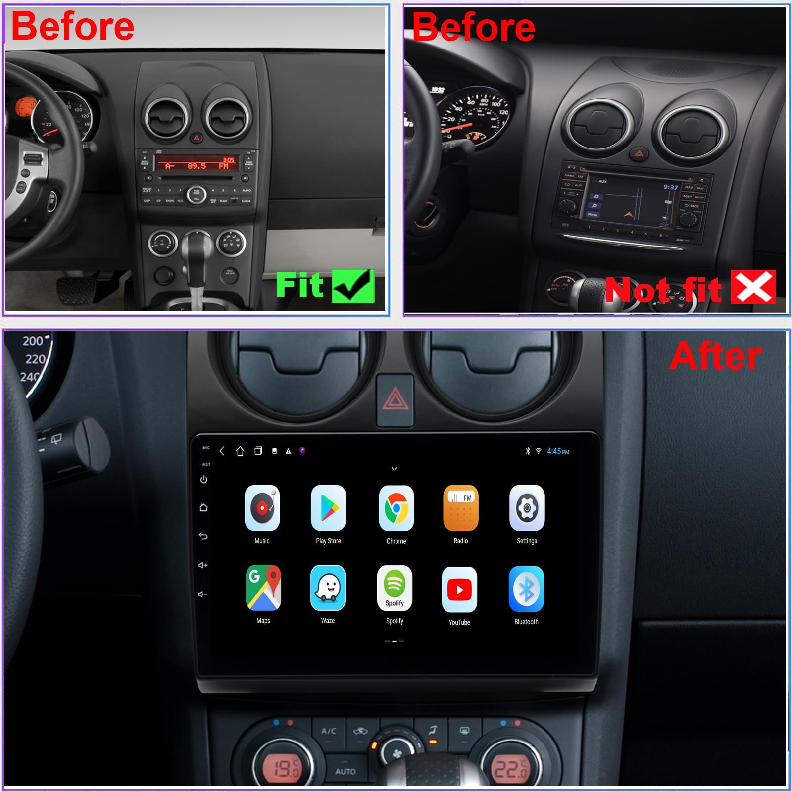 Nissan Rogue Radio Upgrade 2008-2013 | Android Stereo Replacement with 1280x720 HD Touchscreen | Steering Wheel Control | Built-in Wireless CarPlay & Android Auto | Free Backup Camera | Perfect for Commuting & Road Trips