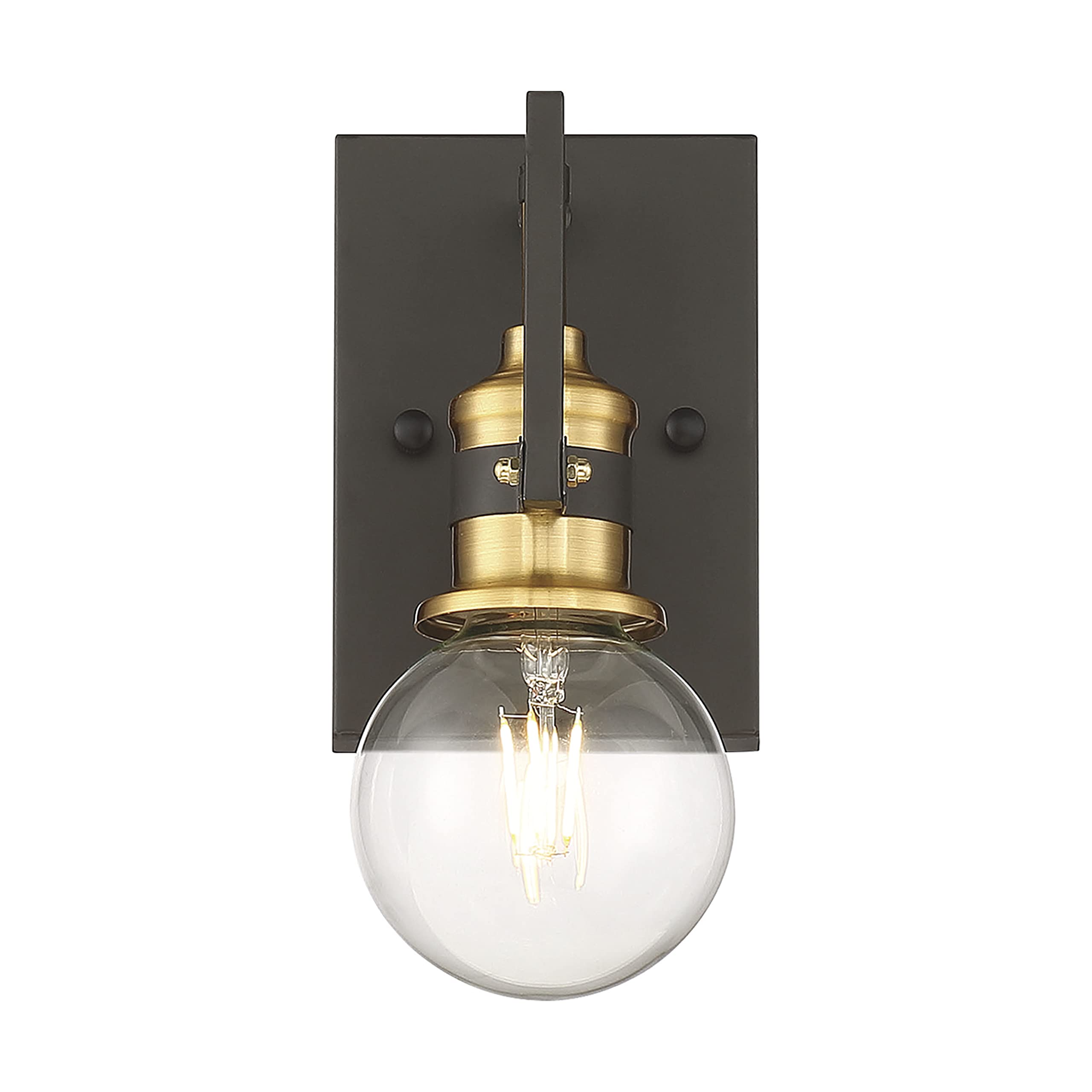 Nuvo 60/6971 Intention Vanity Light - Warm Brass & Black Finish - Single Light Bathroom Fixture for Modern Vanity Makeup Mirror Lighting