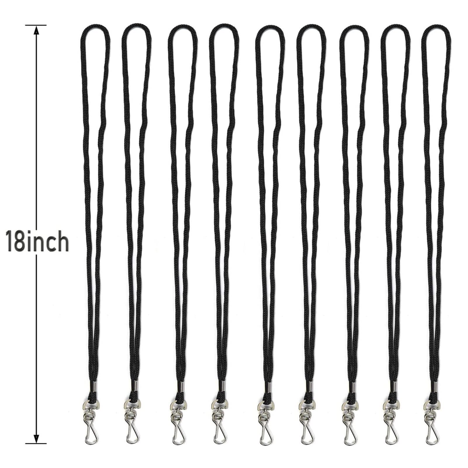 120 Pack Black Badge Lanyards with J Hook - ID Card Holder for Office & School Use