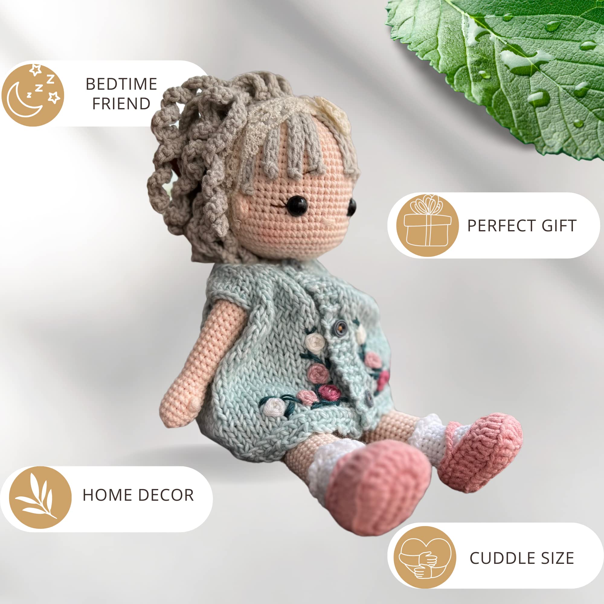 Handmade Crochet Baby Doll - Safe Cotton Yarn Gift for Kids | Birthday, Mother's Day & Home Decor | Amigurumi Fairy Toy