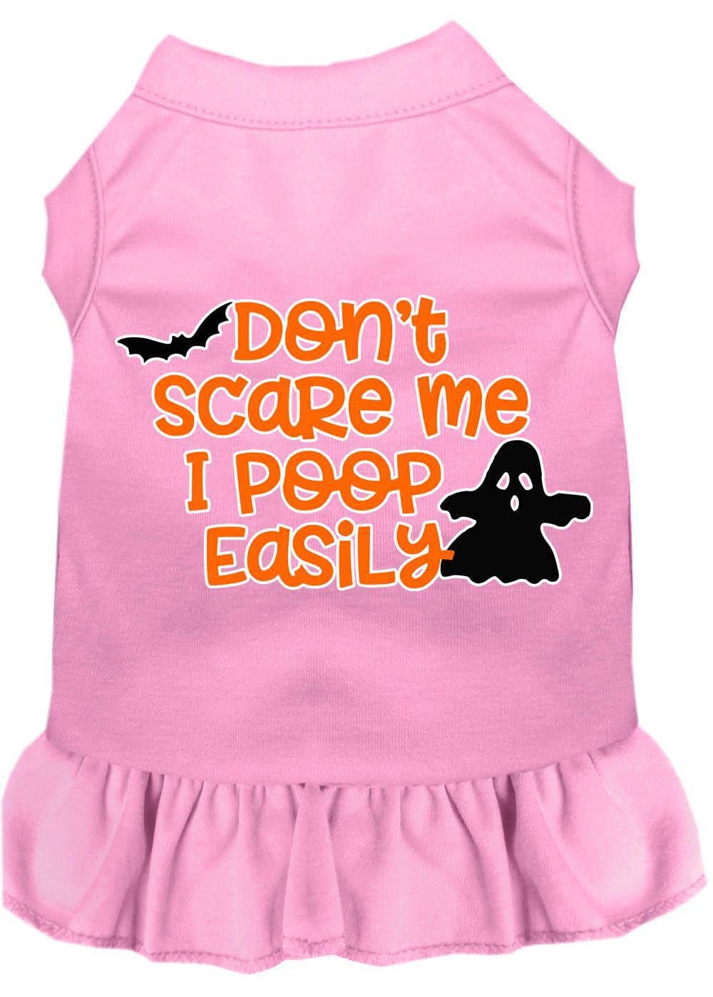 Halloween Pet Costume for Dogs & Cats - 'Don't Scare Me, I Poop Easily' Funny Printed Dog Shirt, White 4XL (30-45 lbs) - Perfect for Halloween Parties & Pet Photo Shoots