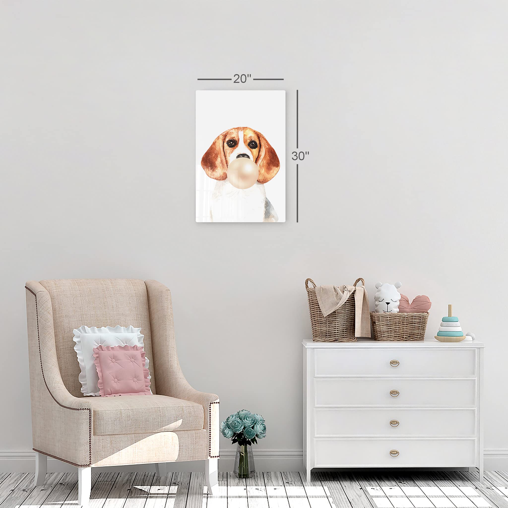 Beagle Dog Chewing Bubble Gum Metal Wall Art Print - 17x11 | Pet Lover Gift, Animal Pop Art for Office, Living Room, Bedroom & Nursery Decor | Unique Home & Wall Decor for Dog Lovers