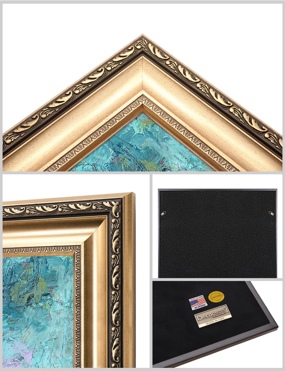 DECORARTS - After The Rain by David Ma - Floral Abstract Wall Art Print - Giclee Canvas in Classic Gold Frame (30x30 Inches) - Ready to Hang - Perfect for Living Room, Bedroom & Office Decor