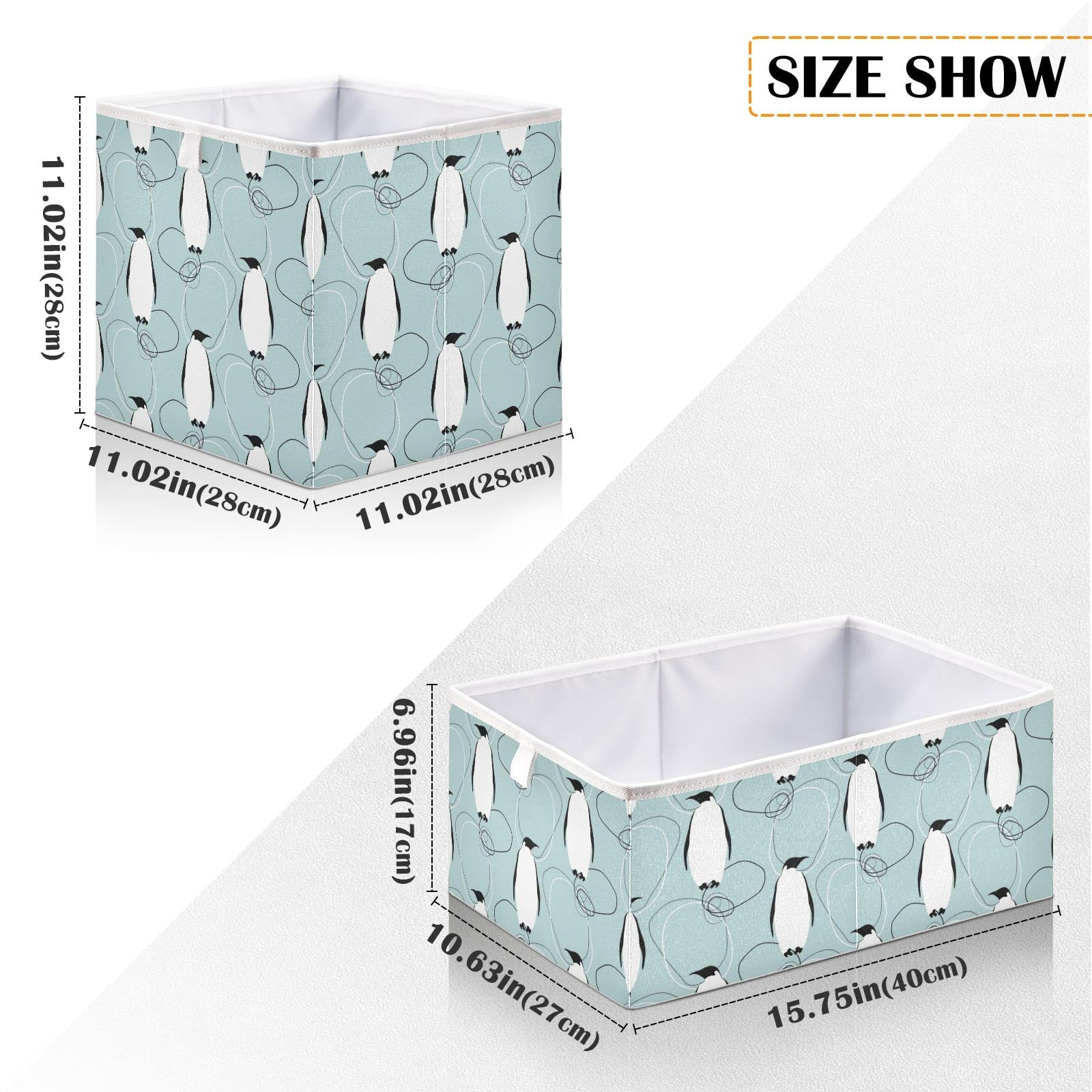Penguin Fabric Storage Bin - Collapsible Waterproof Organizer for Clothes & Toys | Perfect for Shelves & Drawers