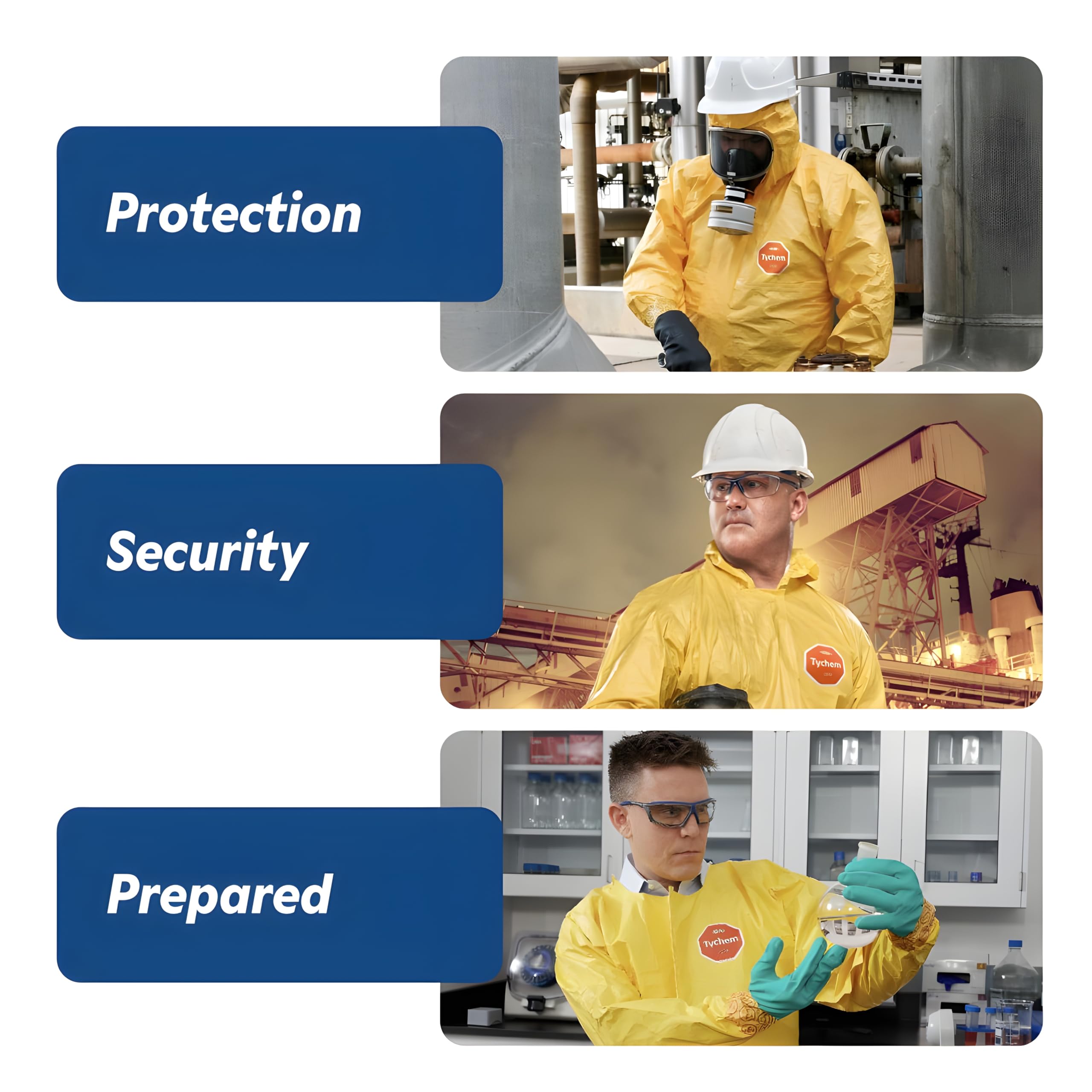 DuPont Tychem 2000 Chemical Resistant Disposable Coverall with Hood & Socks - Elastic Cuffs, Yellow, 3XL (12-Pack) | Hazardous Material Protection for Industrial Work, Lab Safety & Emergency Response