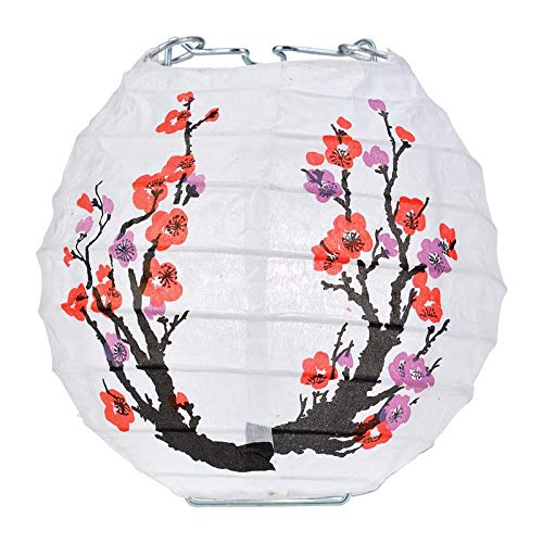 Cherry Blossom Paper Lantern String Lights - 4 Inch Sakura Round Lanterns with 8FT Black Cord for Wedding, Party & Home Decor - Perfect for Indoor/Outdoor Events, Garden Lighting & Asian-Themed Celebrations