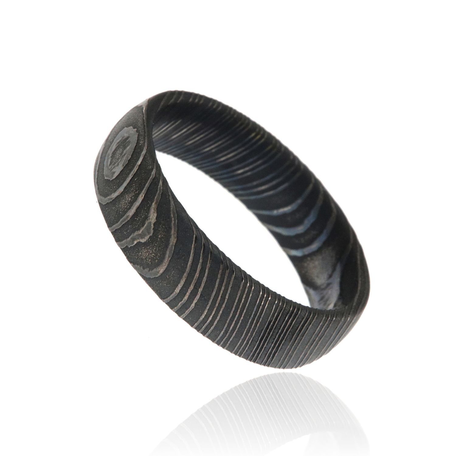 Damascus Steel Wedding Ring for Men - 6mm Wide Handcrafted USA Made Durable & Hypoallergenic - Perfect for Engagements, Anniversaries and Special Occasions