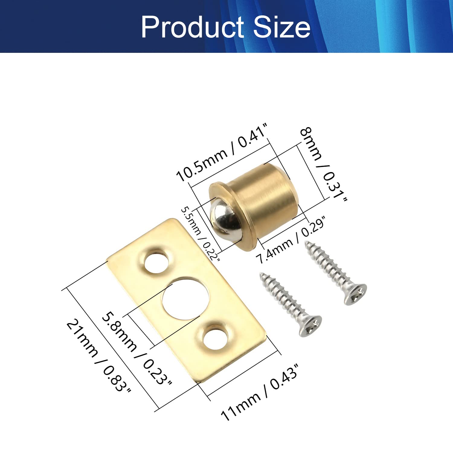 Stainless Steel Adjustable Ball Catch Hardware with Strike Plate - 0.31
