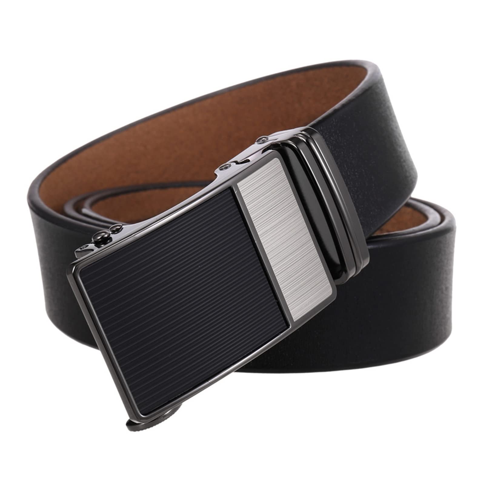 KJHD Men's Automatic Buckle Belt - Retro Style Genuine Leather Strap for Men (110 cm, Color A) - Perfect for Casual, Office & Formal Wear