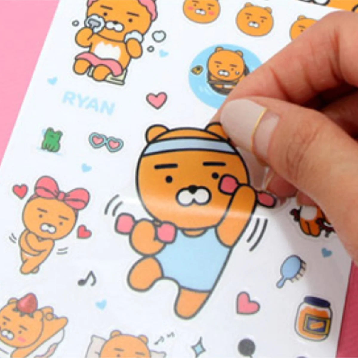 KAKAO FRIENDS Clear Stickers Pack of 4 - Cute Korean Cartoon Decals for Laptops, Planners & Water Bottles