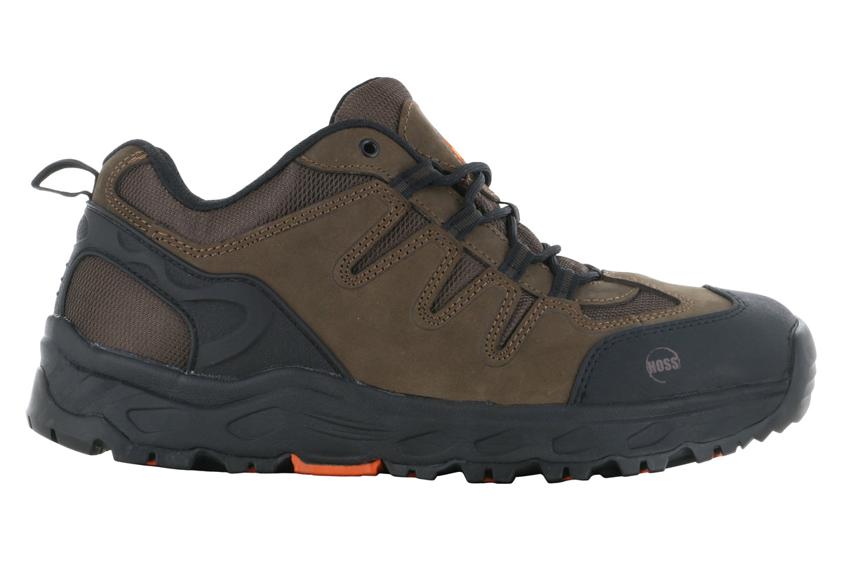 Hoss Eric Lo Soft Toe Brown Work Boots - Comfortable & Durable Men's Safety Shoes for Construction, Landscaping & Outdoor Work