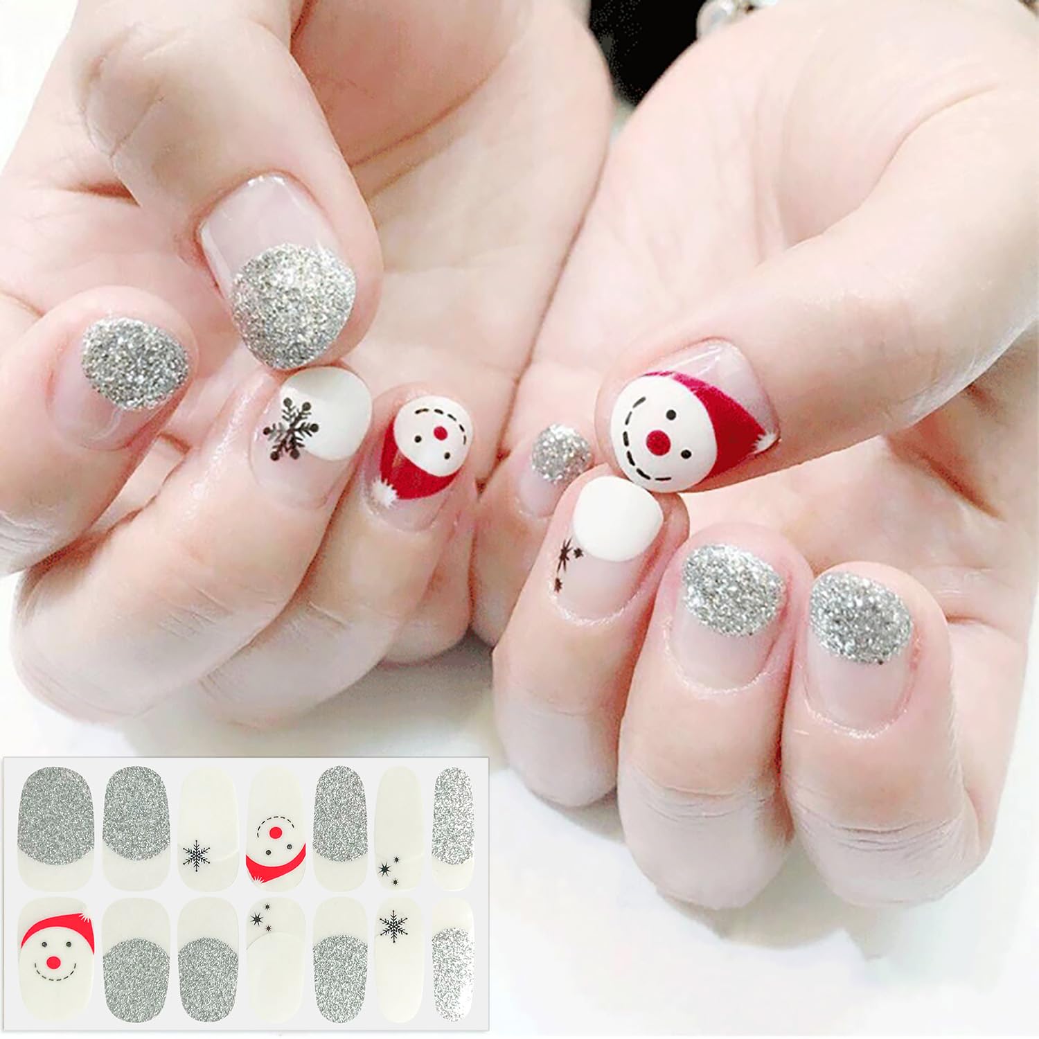 SILPECWEE 6 Sheets Christmas Nail Polish Strips for Women - Self-Adhesive Nail Wraps, Manicure Stickers with Nail File - Holiday Nail Art Accessories for Fingernails & Toes - Perfect for Parties, Gifts & Festive Nail Designs