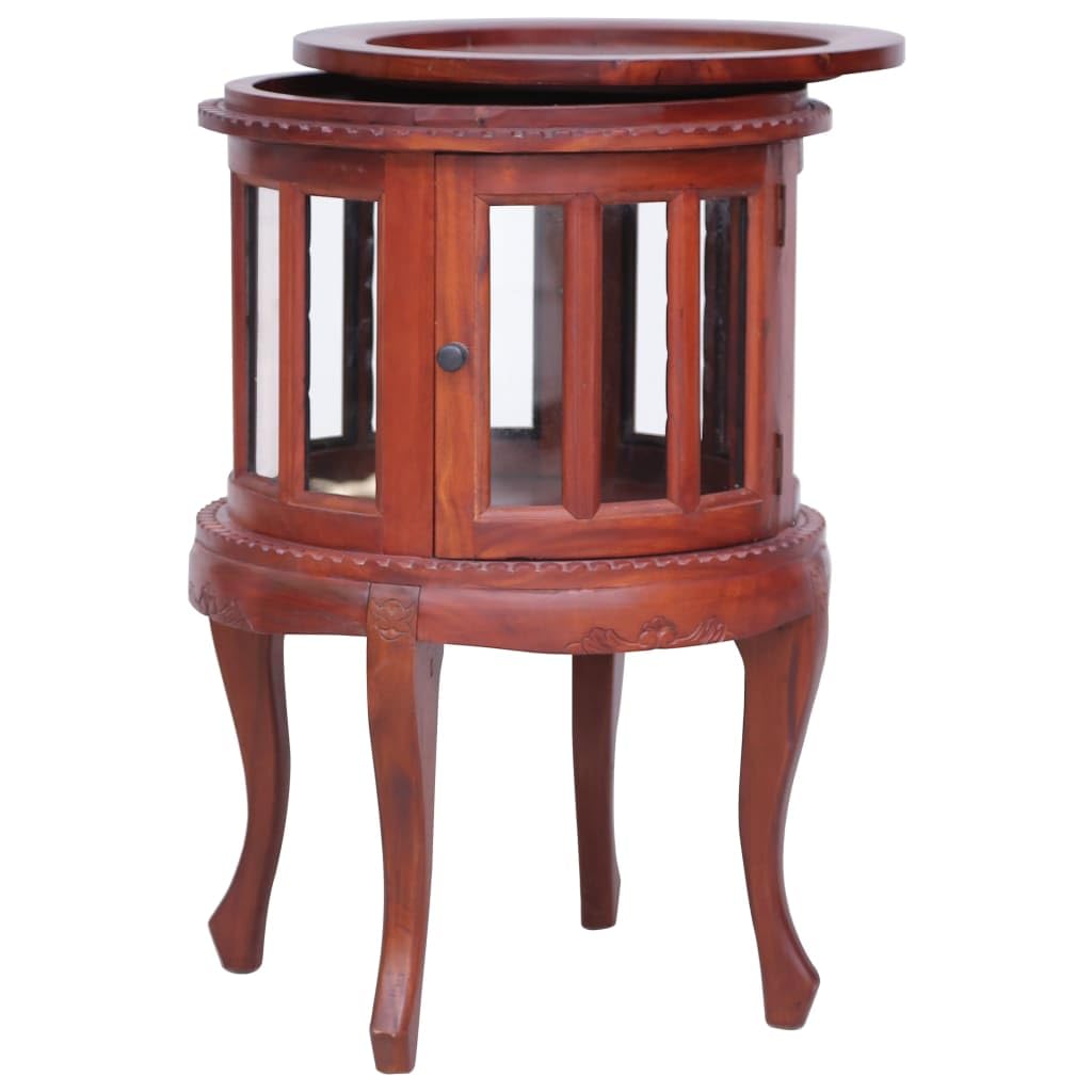vidaXL Solid Mahogany Wood Side Cabinet with Glass Doors - 19.7