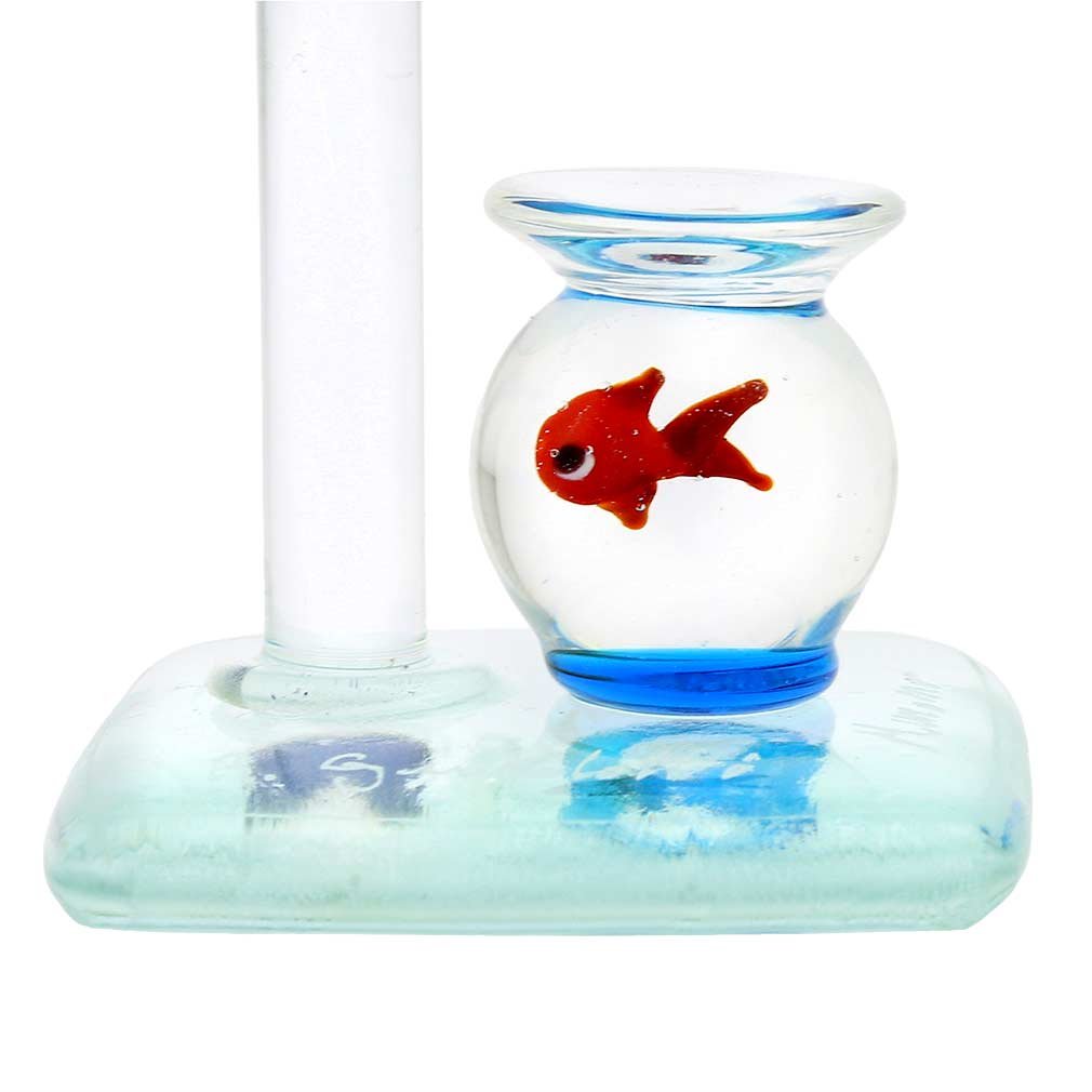 Venetian Murano Glass Faucet & Aquarium with Handcrafted Fish - Elegant Home Decor for Bathroom, Kitchen, or Office Desk
