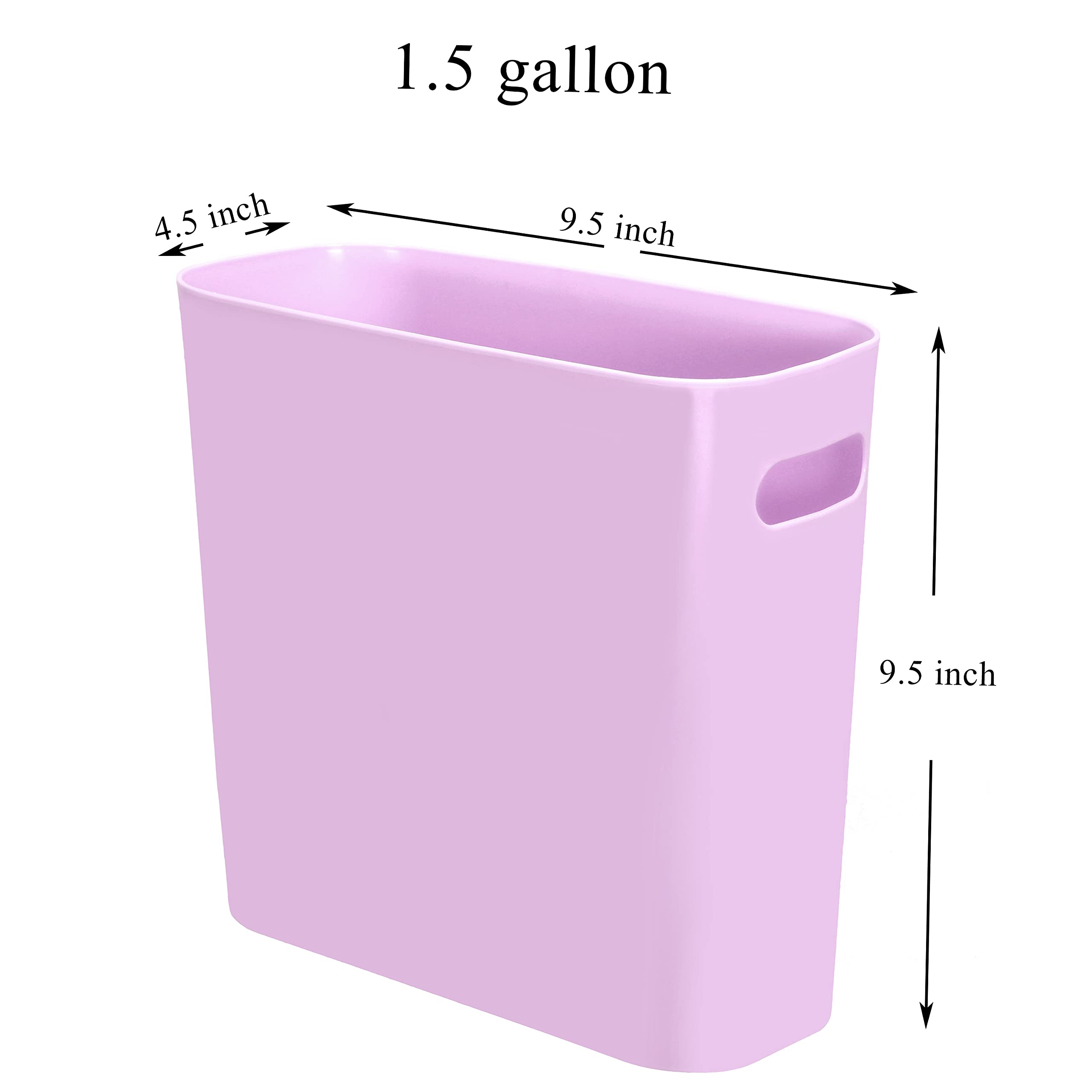 Youngever 1.5 Gallon Slim Plastic Trash Can with Handles - Small Garbage Bin for Home, Office, Kitchen, Bathroom & Living Room - Space-Saving Waste Basket (Purple, 1 Pack) - Perfect for Tight Spaces & Small Rooms