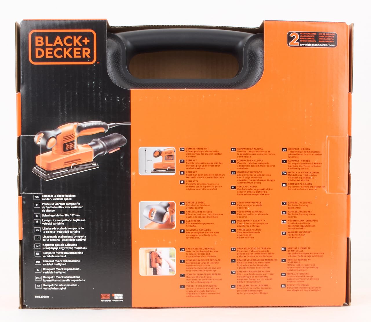 BLACK+DECKER KA320EKA Electric Power Sander - 3.0 Amp, 1/4 Sheet Palm Sander with Dust Collection - Perfect for Woodworking, Sanding Furniture, DIY Home Projects & Smoothing Surfaces