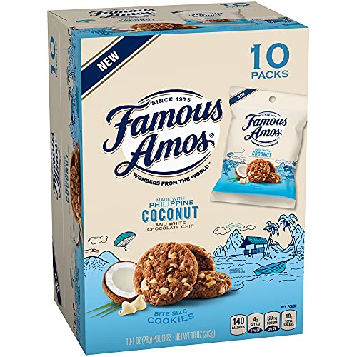 4-Pack Famous Amos Cookies - 10 Count Each | Authentic Philippine Coconut Flavor | Perfect for Snacks, Gifts & Party Treats