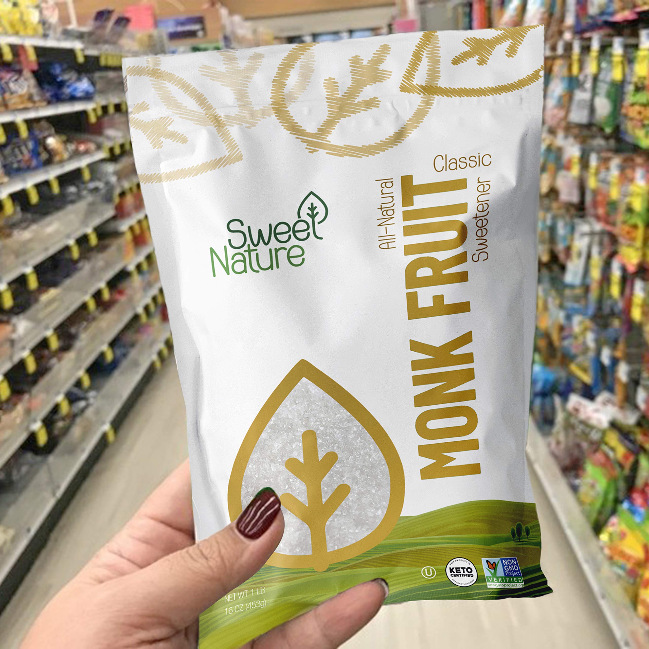Sweet Nature Monk Fruit Sweetener - Classic Non-GMO, Gluten-Free, Keto-Friendly Sugar Substitute (48oz) - Perfect for Baking, Coffee, Tea & Healthy Cooking