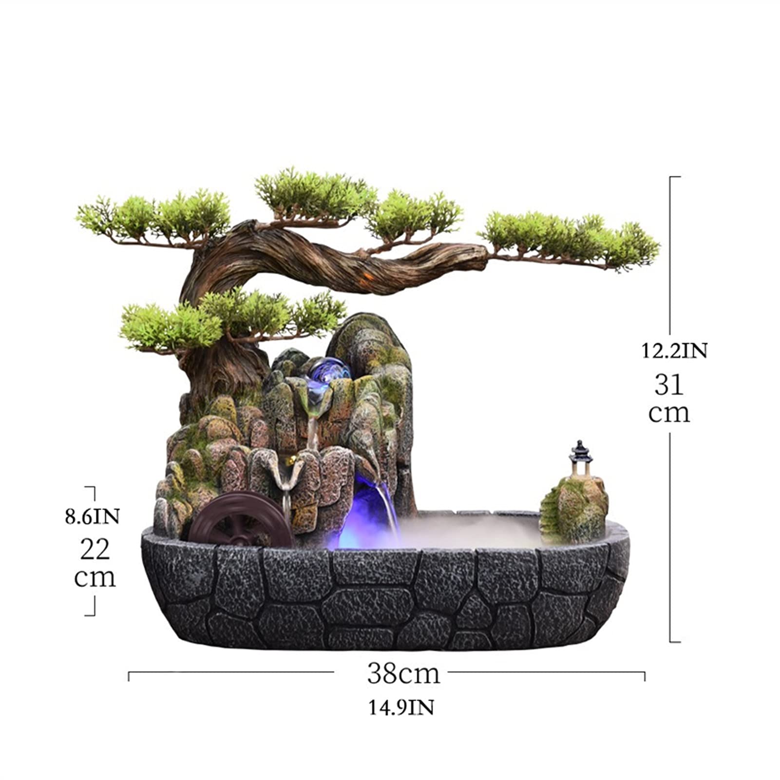Indoor Tabletop Fountain - Creative Resin Rockery Waterfall with Humidifier | Zen Office Desk Decor for Meditation & Stress Relief | Perfect for Home, Office, or Spa Relaxation