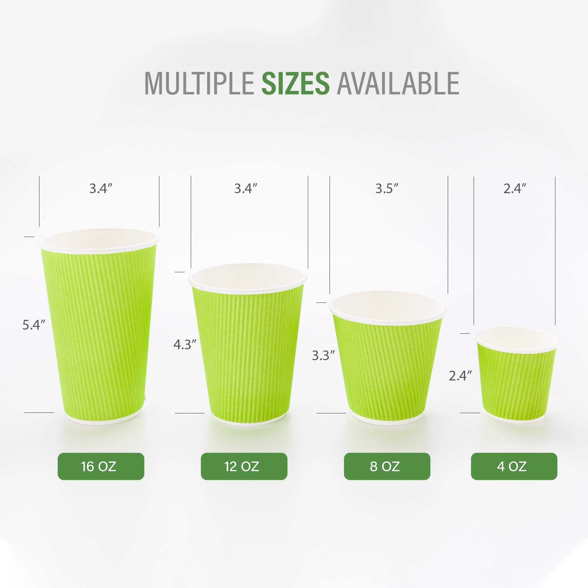 12oz Disposable Paper Coffee Cups (25 Pack) - Leakproof & Insulated Ripple Wall Hot Cups | Eco-Friendly, Recyclable | Perfect for Coffee Shops, Offices & Catering Events | Lids Sold Separately