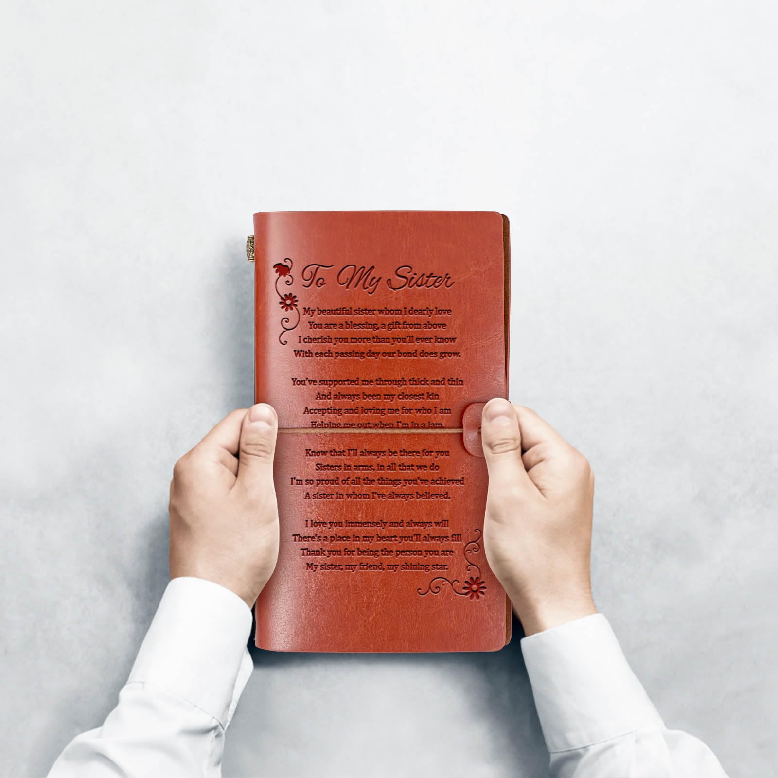 My Sister Gifts - I Love You Sister Leather Journal Refillable Notebook - Thoughtful Sisters Gifts from Brother or Sister - A6 Travel Writing Diary for Women - Perfect Birthday, Christmas Gift for Sister - Use for Journaling, Travel Memories, Poetry & Note Taking
